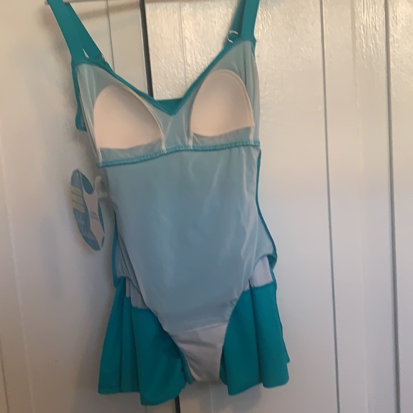 SWIM SOLUTIONS NO TUMMY / TUMMY CONTROL SWIMSUIT dress BATHING SUIT TURQUOISE - Picture 12 of 14